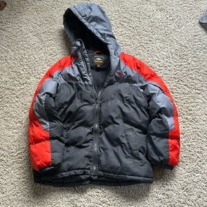 EUC gray toned with orange puffy coat. Size 10/12 youth